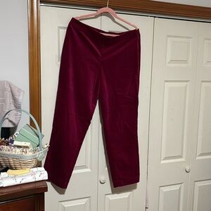 Talbots brand size 14 velveteen long pants curvy fit cherry red
